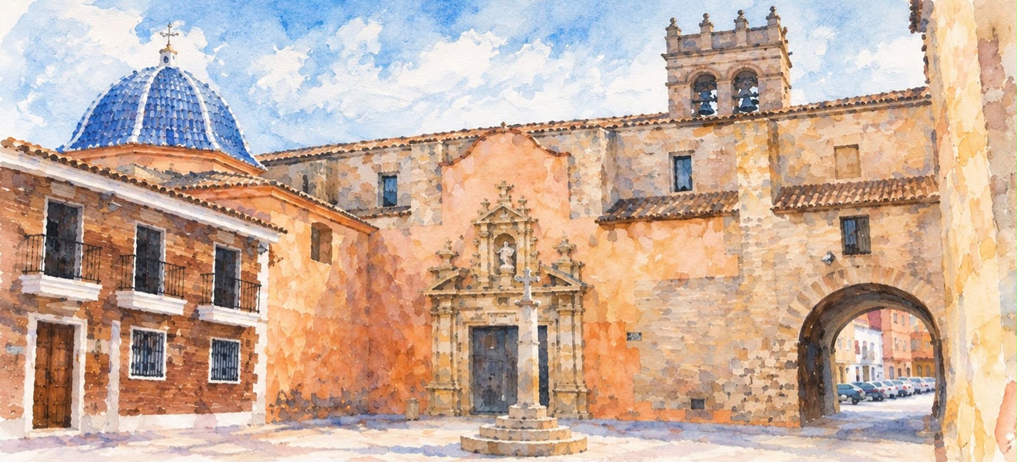 Iglesia de la Asunción de Alaquàs en acuarela